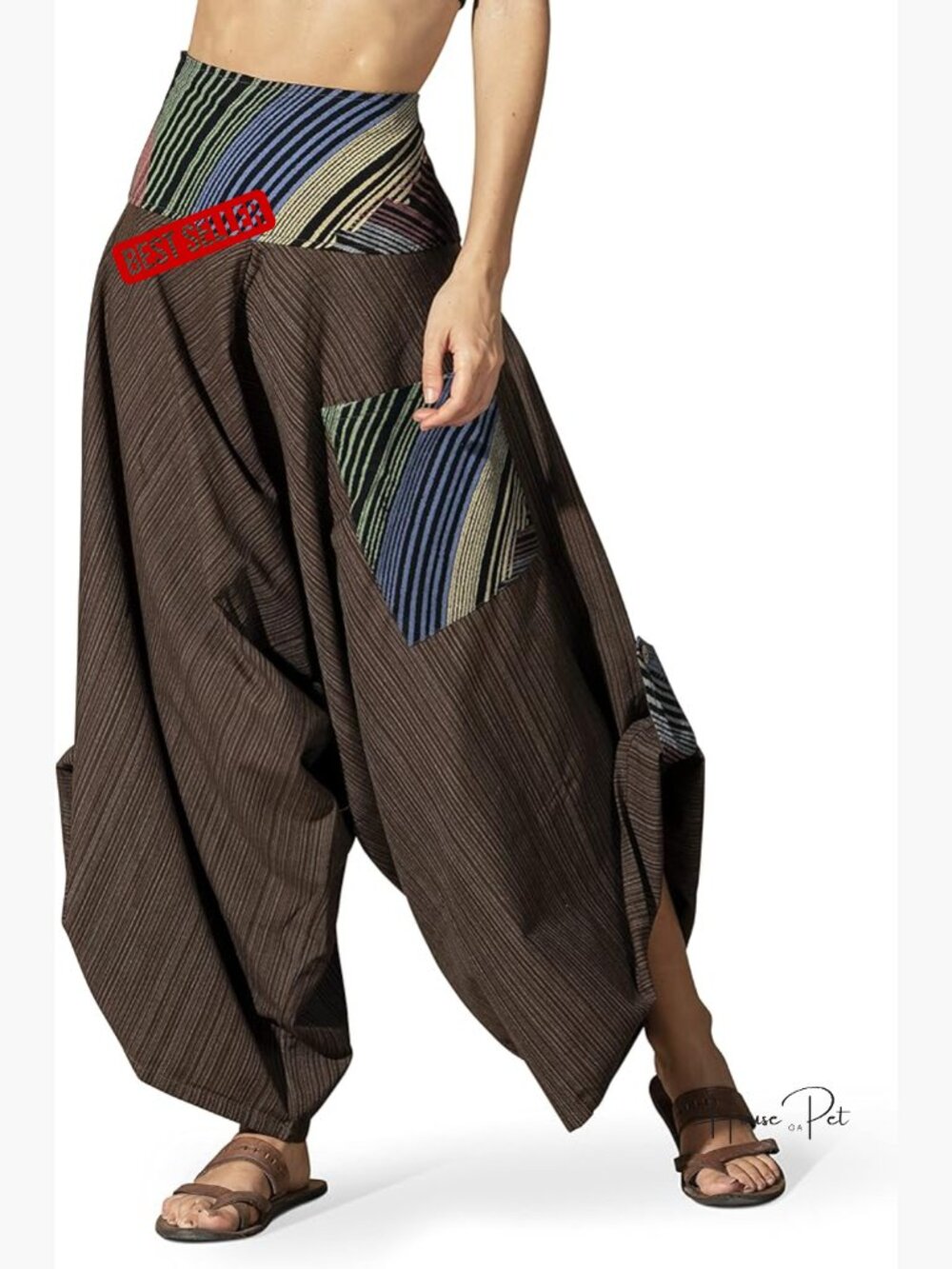 High Waisted Harem Pants with Pockets, Boho Yoga Lounge Pants